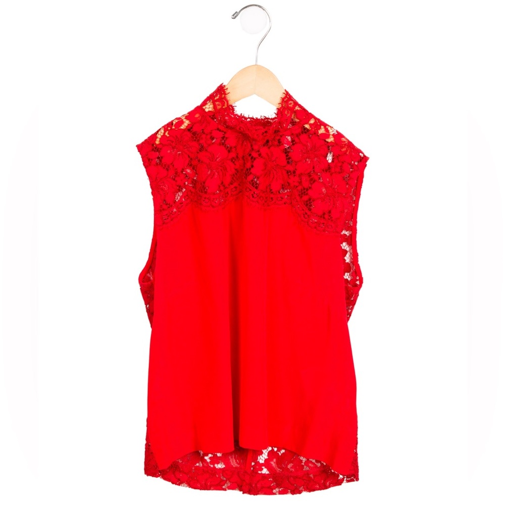 Sandro red lace open back top